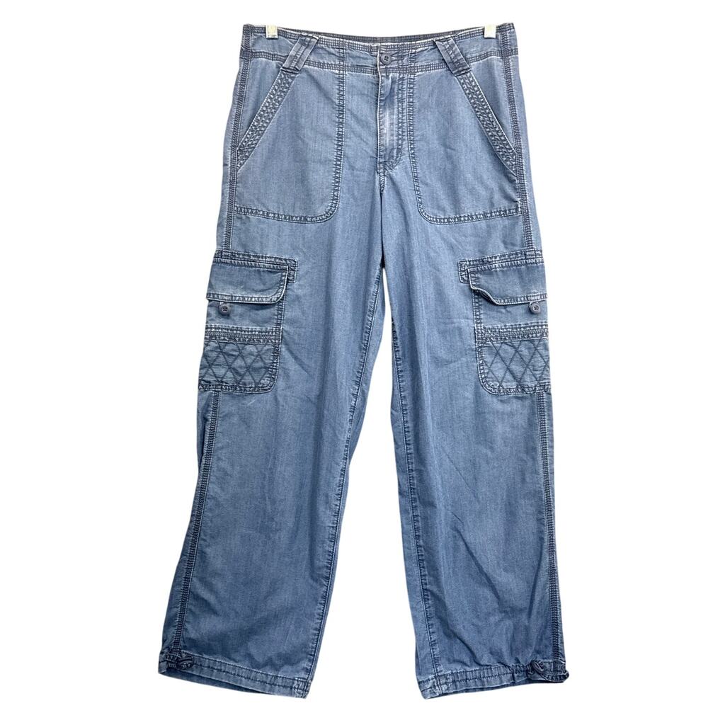 American Eagle Light Wash Baggy Jogger Denim Cargo Blue Jean Pants Women 6